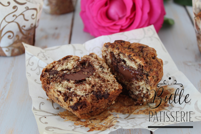 Recette de Muffins maison : pépites de chocolat et coeur nutella