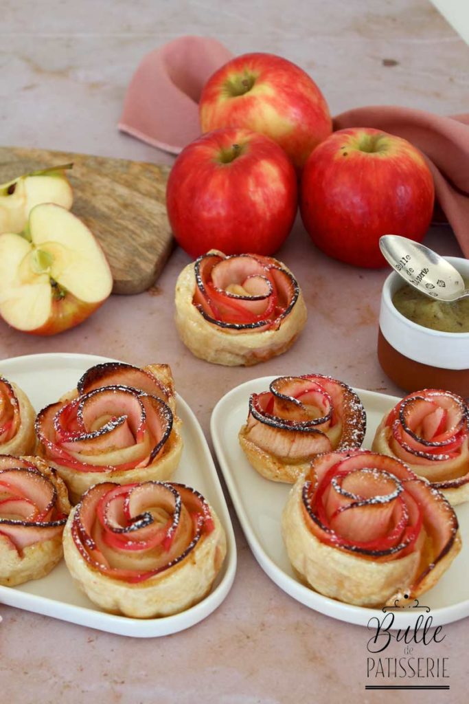 Dessert maison : pommes en forme de roses