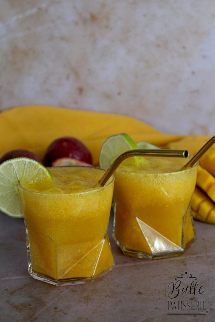 Cocktail sans alcool de St Valentin : mangue, gingembre, citron vert, fruit de la passion
