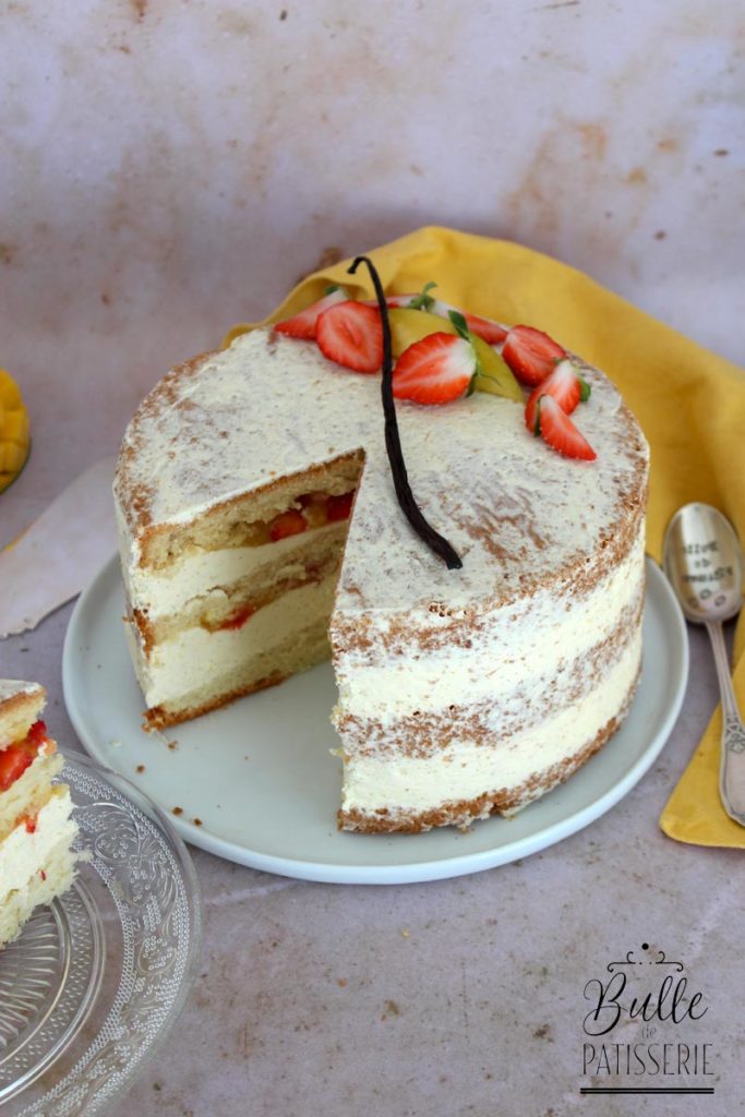 Gâteau d'anniversaire : layer cake mangue-fraise