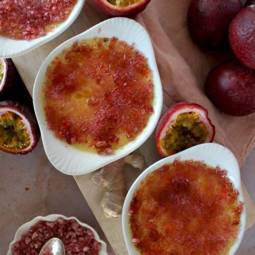 Crème brûlée exotique : Fruits de la Passion et Gingembre